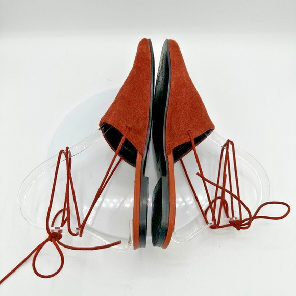 Closed Ankle Wrap Mules Womens Eur 38 Burnt Orange Suede Preppy City Sustainable - Picture 6 of 10